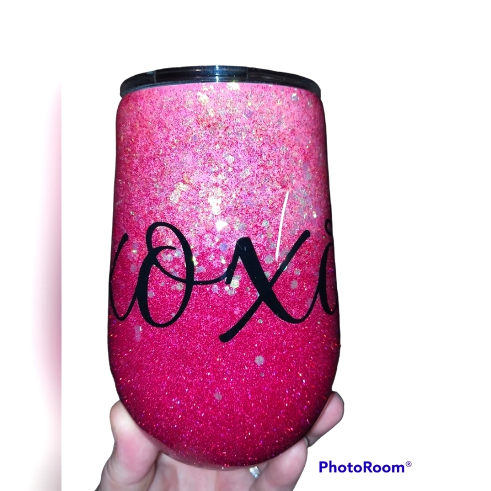 Stemless stainless steel 12 oz wine tumbler.